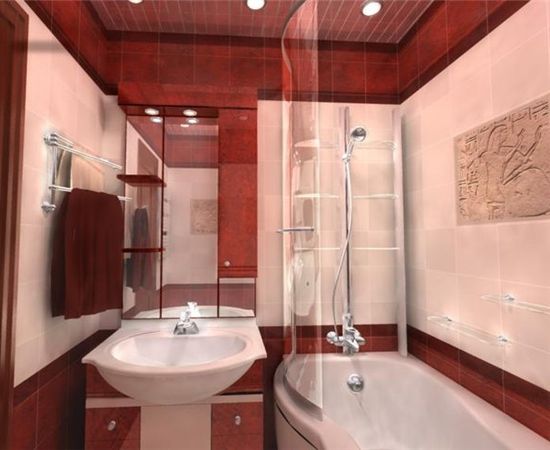 Дизайн ванной в красных тонах